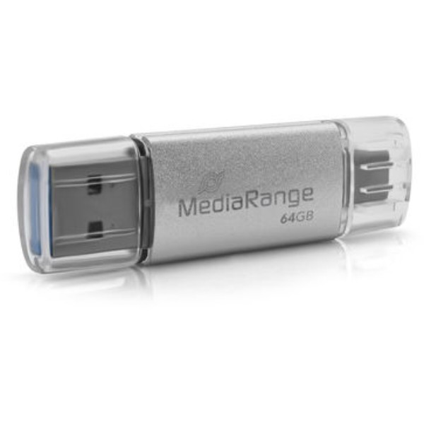 Фото - Уцінка - Флеш USB MediaRange USB 3.2 USB-A and USB-C Silver 64GB (MR937)