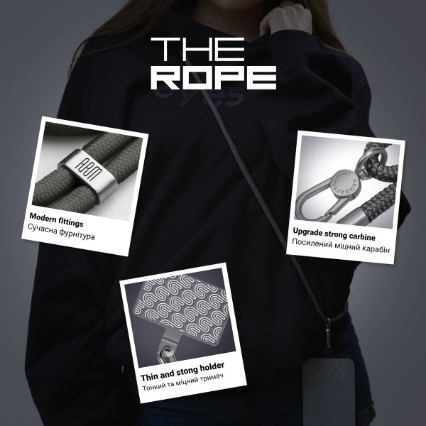 Фото - Уценка - Ремешок для смартфона Armorstandart Rope Titanium Grey with Clear holder (ARM76099)