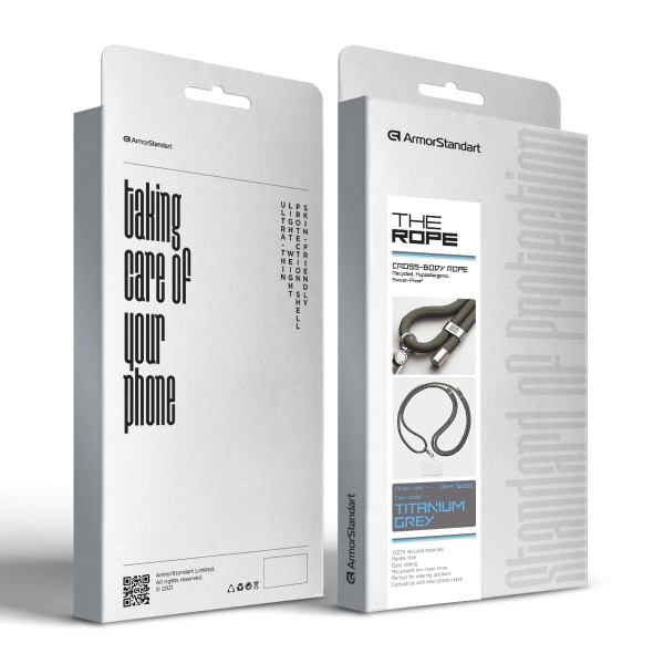 Фото - Уценка - Ремешок для смартфона Armorstandart Rope Titanium Grey with Clear holder (ARM76099)