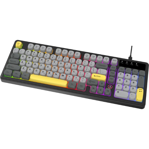 Фото - Клавиатура проводная игровая Ajazz AF98 Black Gray Yellow (AF98-BGY)