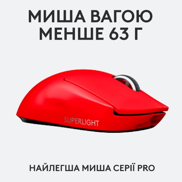 Фото - Миша бездротова ігрова Logitech G Pro X Superlight Red (910-006784)