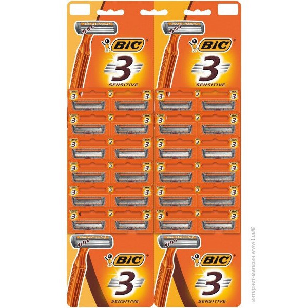 Фото - Станок чоловічий одноразовий BIC 3 Sensetive (3086126691565)