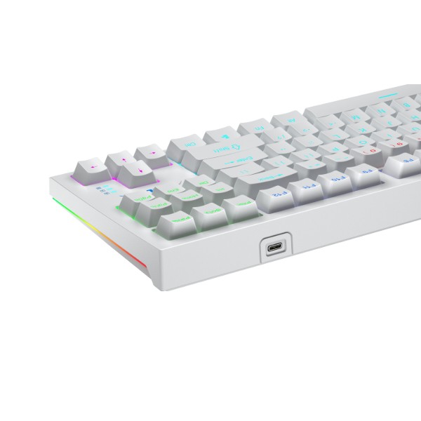 Фото - Клавиатура проводная Aula F3032 White keycaps, plus 21 Yellow keys KRGD Red EN/UA (6948391204680)
