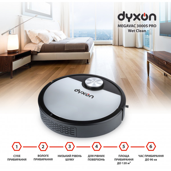 Фото - Робот-пилосос миючий Dyxon MEGAVAC 3000S PRO Wet Clean Black-silver (DXNVCMGVC3000SBSL)