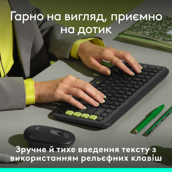 Фото - Клавіатура бездротова Logitech POP Icon Keys Graphite UKR (920-013157)