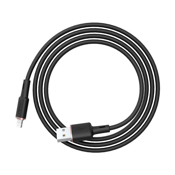 Фото - Кабель AceFast C2-02 USB to iP 2.4A, 1.2m silicone, zinc connectors Black (AFC2-02B)