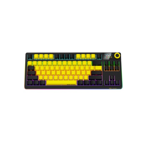 Фото - Клавиатура беспроводная игровая Lorgar KBP70TKLW Wireless TKL Mechanical Pro Black-Yellow (LRG-KBP70TKLW-YL-US)