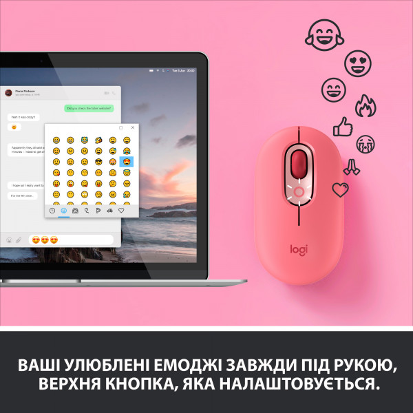 Фото - Миша бездротова Logitech POP Mouse with emoji Heartbreaker Rose (910-006548)