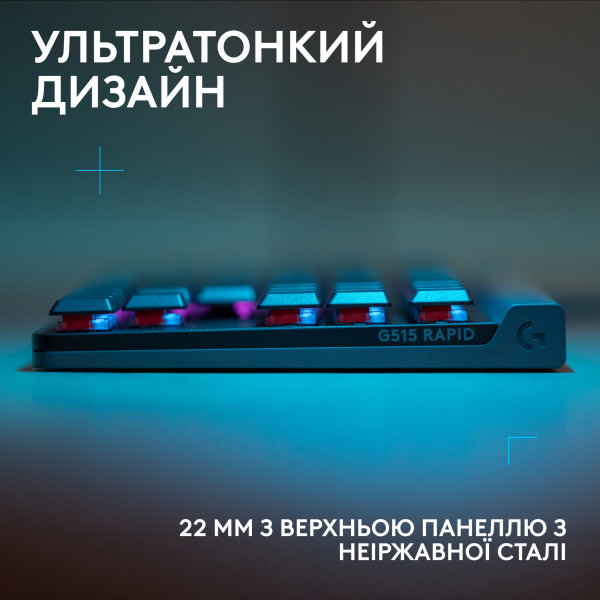 Фото - Клавіатура дротова ігрова Logitech G515 RAPID TKL Black (920-013861)