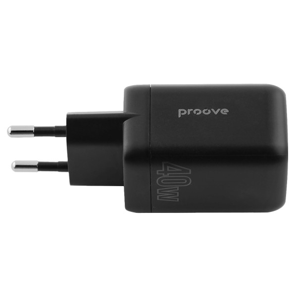 Фото - Мережевий зарядний пристрій Proove Silicone Power 40W (Type-C + Type-C) Black
