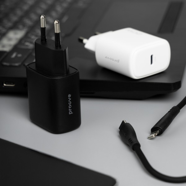 Фото - Мережевий зарядний пристрій Proove Silicone Power 2 20W (Type-C) + Cable Type-C to Lightning (1m) white (WCSP22010002)