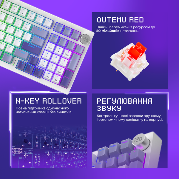 Фото - Клавіатура бездротова ігрова Proove Gaming Slicker (Ukraine Layout) White (WKSL00022402)