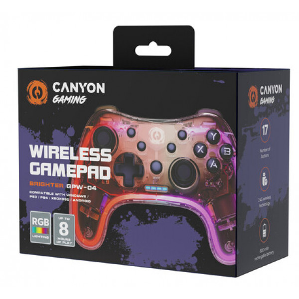 Фото - Уценка - Геймпад Canyon Brighter GPW-04 Wireless RGB 5in1 PS4/Xbox360 Crystal (CND-GPW04)