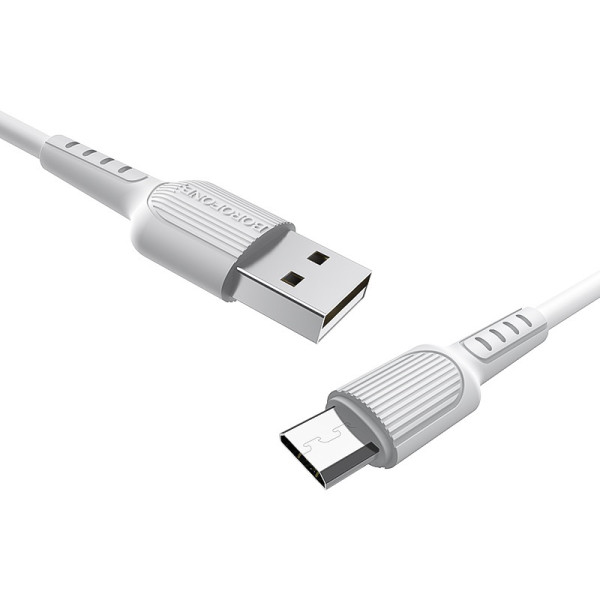 Фото - Кабель синхронізації даних BOROFONE BX16 USB to Micro 2A, 1m White (6957531099482)