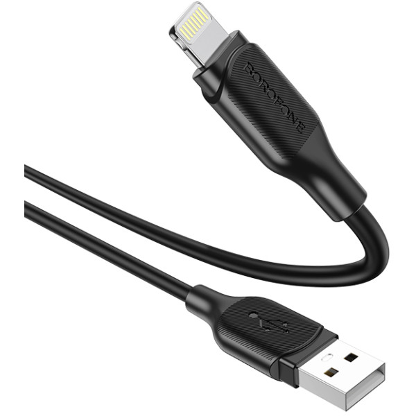 Фото - Кабель синхронізації даних BOROFONE BX42 USB to iP 2.4A, 1m Black (6931474736727)