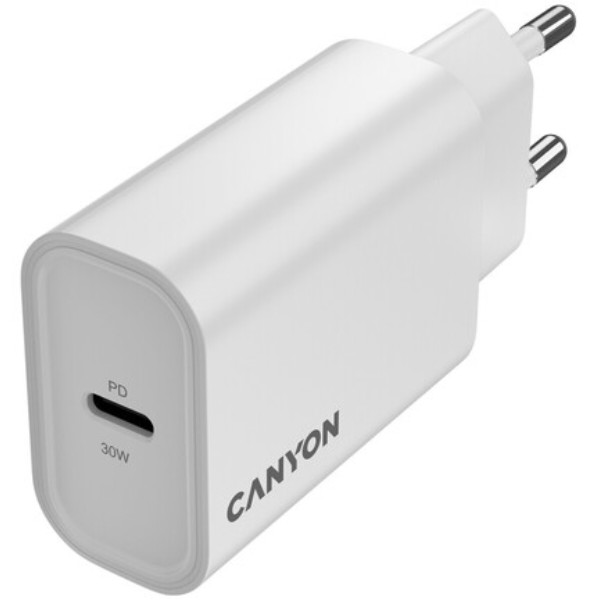 Фото - Сетевое зарядное устройство Canyon OnCharge 30CL 1xPD Type-C 30W White (CNE-CHA30CLW)