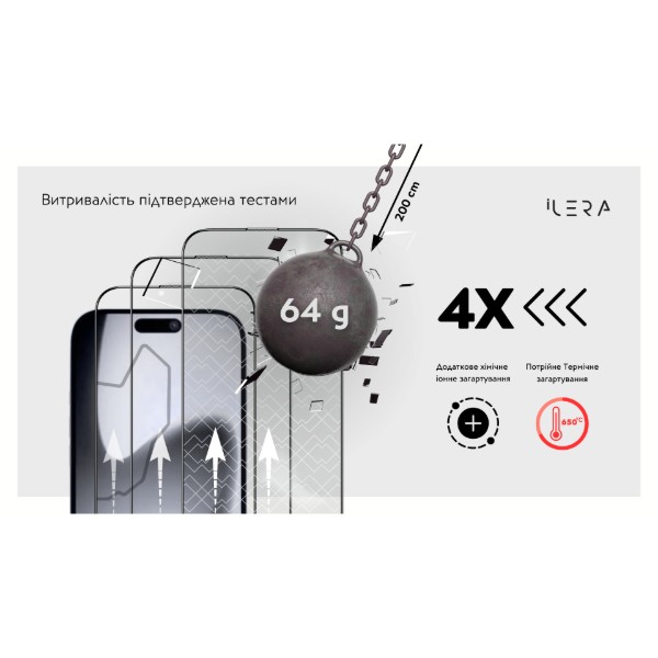 Фото - Захисне скло для смартфону ILera Sapphire Ultra Glass 2.0 for iPhone 17 Pro Max (ILSPDLPL17PrMx)