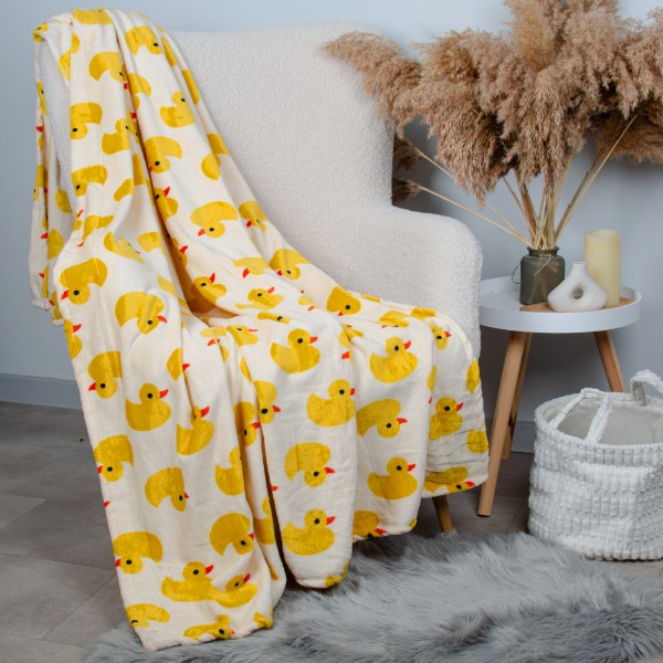 Фото - Плед полуторний Biltex Flannel пісочний Sunny Duck 150х200 (4820298414039)
