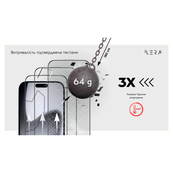 Фото - Захисне скло для смартфону ILera DeLuxe Original Glass 2.0 for iPhone 17 Pro Max (iLFCDL17PrMx)