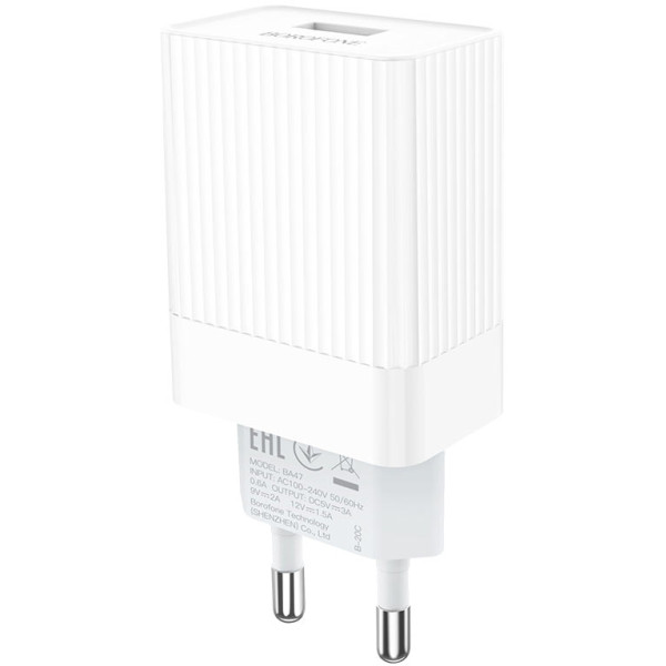 Фото - Мережевий зарядний пристрій BOROFONE BA47A QC3.0 3A 18W White (6931474728296)