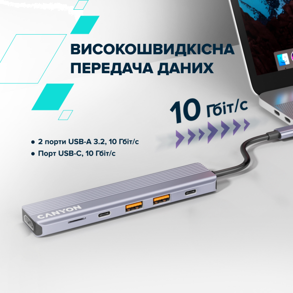 Фото - Хаб USB Canyon 6 port 4k USB-C Hub DS-17 (CNS-TDS17)