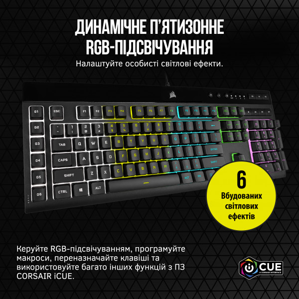 Фото - Клавіатура дротова ігрова Corsair K55 RGB Pro Black (CH-9226765) USB