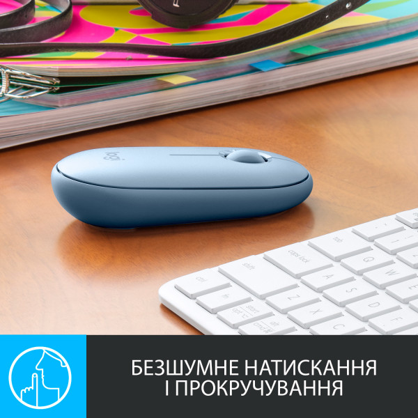 Фото - Мышь беспроводная Logitech Pebble M350 USB Blue/Grey (910-005719)