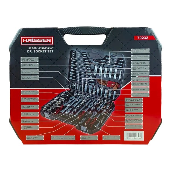 Фото - Набор инструментов Haisser 1/2" i 3/8" i 1/4" 150 ед. (70232)