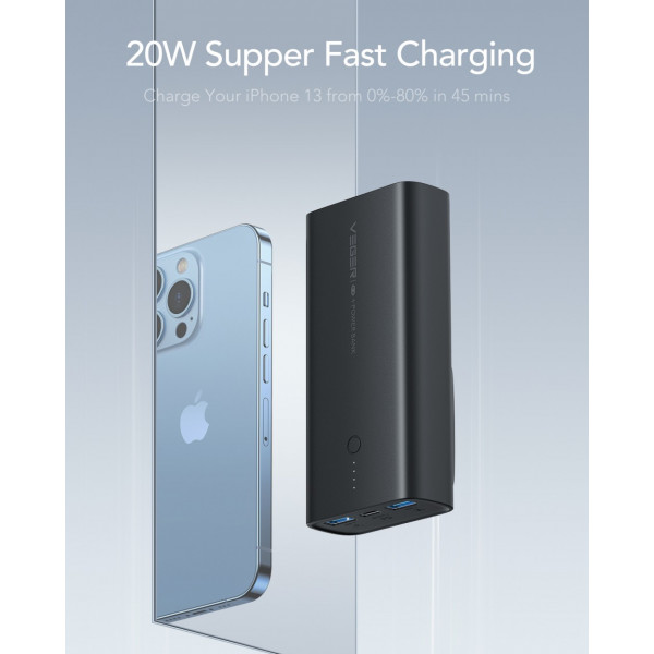 Фото - Батарея мобільна Veger ACE100 Built-in EU Plug 10000mAh Quick Charge PD20W W1146 (1283126559143)