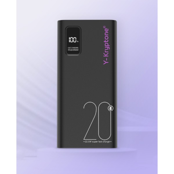 Фото - Батарея мобильная Y-Kryptone GT-23 20000 mAh QC3.0 22.5W Fast Charge Black (YK-GT23-B)