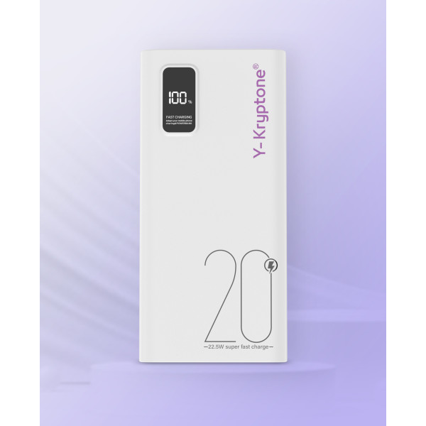 Фото - Батарея мобильная Y-Kryptone GT-23 20000 mAh QC3.0 22.5W Fast Charge White (YK-GT23-WH)