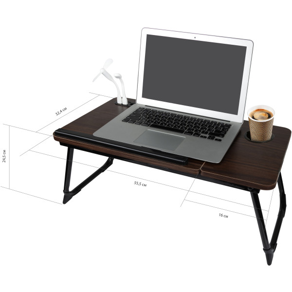 Фото - Стіл для ноутбука Dyxon Transformix 3 USB LED Fan Black-Walnut (DXNSTMX3BWL)
