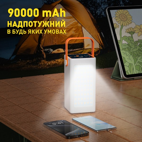 Фото - Батарея мобільна Y-Kryptone GT-92 LED Light 90000 mAh QC3.0 22.5W 66W Super Fast Charge White (YK-GT92L-WH)