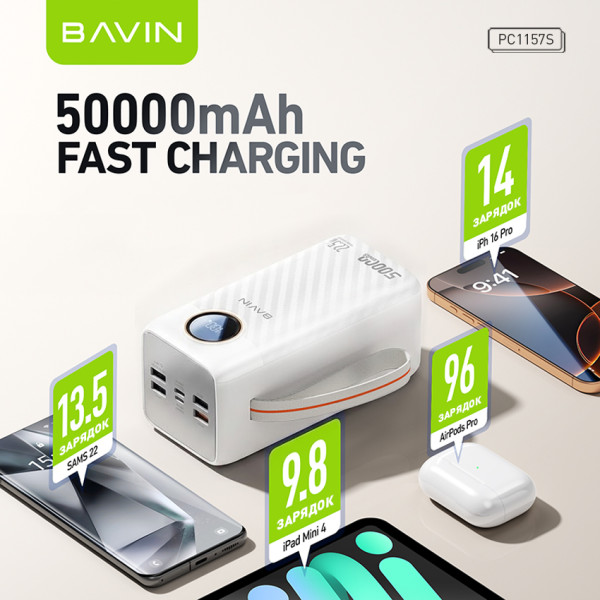 Фото - Батарея мобільна Bavin PC1157S 50000 mAh FAST CHARGING 22.5W White (Y-PC1157S-WH)