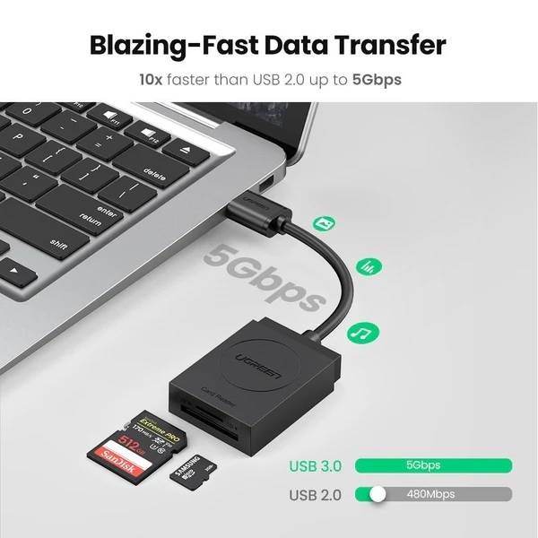 Фото - Кардрідер UGREEN CR127 USB 3.0 2-слота SD/TF Card 0.15m (20250)