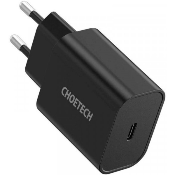 Фото - Мережевий зарядний пристрій Choetech 1xUSB 20W (1 USB-C) PD matte wall charger Black (Q5004-EU-BK)