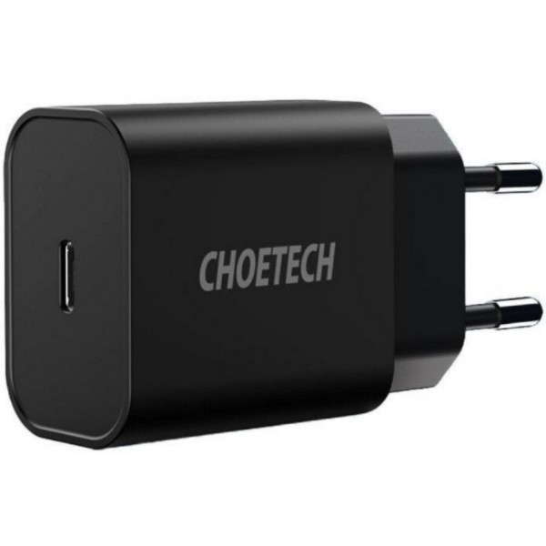 Фото - Мережевий зарядний пристрій Choetech 1xUSB 20W (1 USB-C) PD matte wall charger Black (Q5004-EU-BK)
