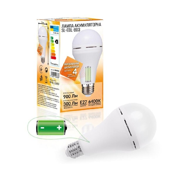 Фото - Лампочка світлодіодна акумуляторна Євросвітло LED SL-EBL-803 АС9W DC3W 6400К (000058383)