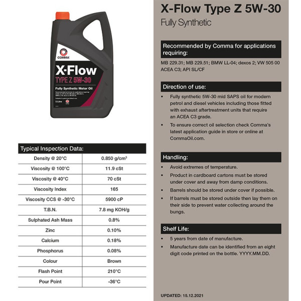 Фото - Масло для авто COMMA X-FLOW TYPE Z 5W-30 1л (XFZ1L)