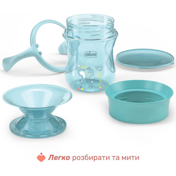 Фото - Чашка-непроливайка дитяча Chicco Perfect Cup 200 мл від 12 м блакитна (06951.25)