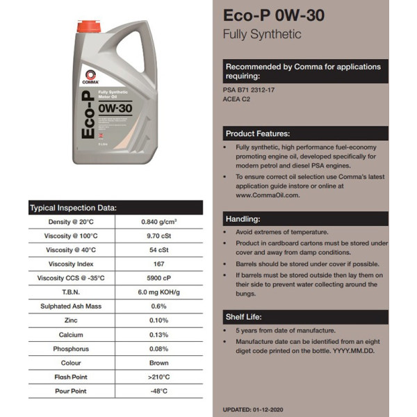 Фото - Олива для авто COMMA ECO-P 0W-30 1л (ECOP1L)