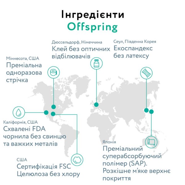 Фото - Одноразові підгузки Offspring розмір M, 3 шт, семпл (DP-OI-FTT-M3P)