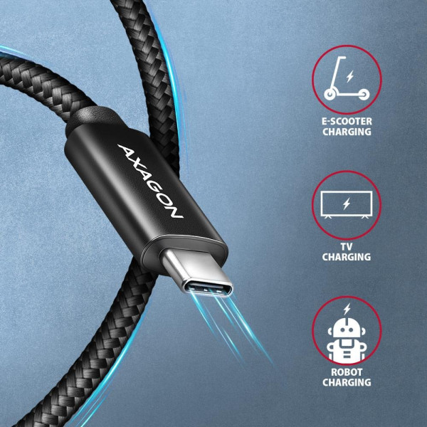 Фото - Кабель AXAGON USB-C 2.0, 1m, PD 240W 5A Black (BUCM2-CM10AB)