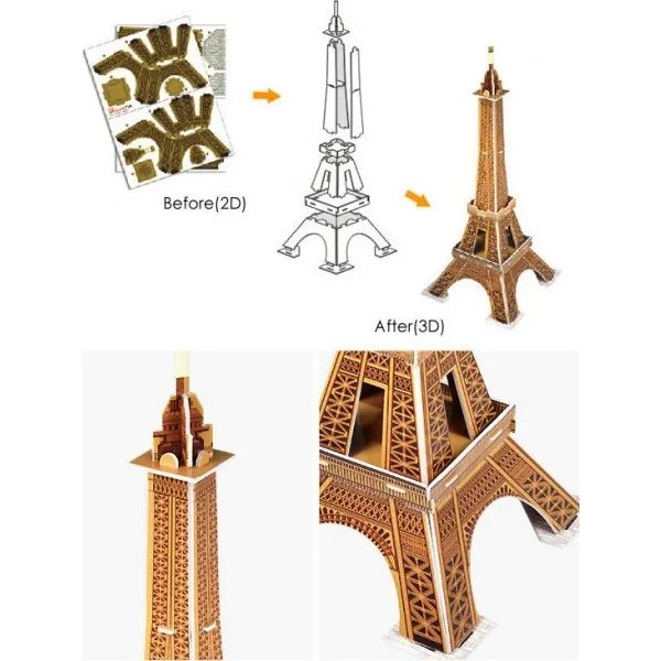 Фото - 3D пазлы Cubic Fun "Эйфелева башня" серия мини (S3006h)