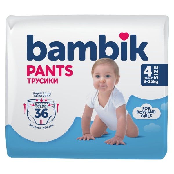 Фото - Одноразовые подгузники-трусики Bambik Размер 4 (9-15 кг), 36 шт. (43404700)