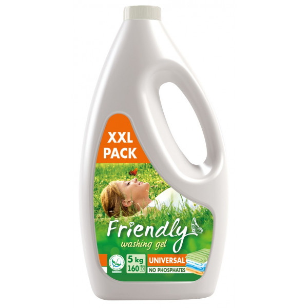 Фото - Уценка - Гель для стирки Friendly д/цветных и белых вещей 5000г, 160 циклов