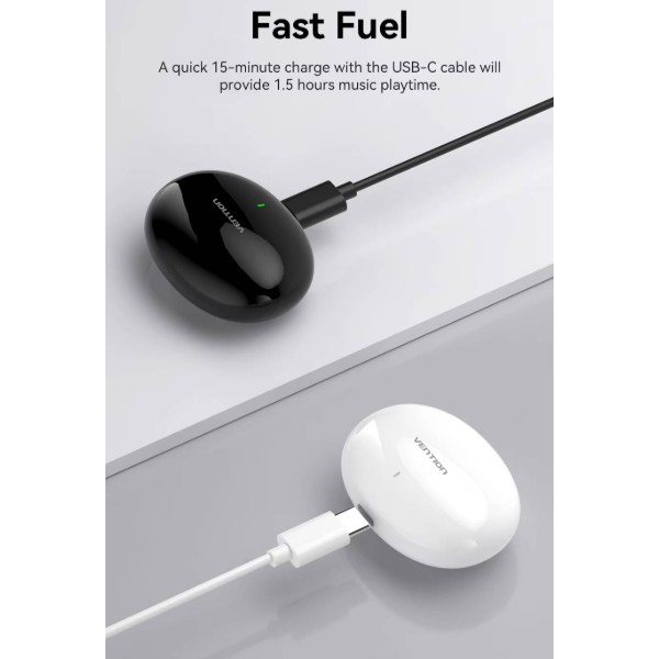 Фото - Навушники вкладиші бездротові TWS Vention Elf Earbuds E01 Black (NBFB0)