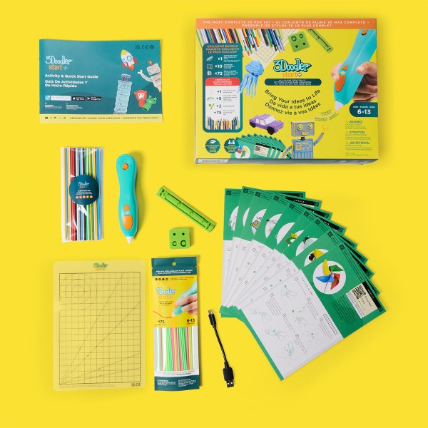 Фото - 3D-ручка 3Doodler Start Plus МЕГАКРЕАТИВ 147 стержней, 9 шаблонов (3DS2B-011)