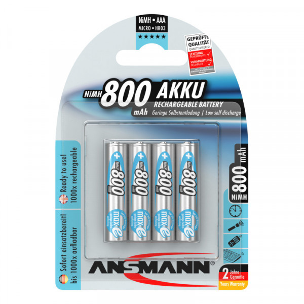 Фото - Акумулятор тип AAA Ansmann AAA 4 X 800 mAh NiMH 1.2V maxE PREMIUM (5035042)