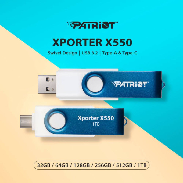 Фото - Флеш USB Patriot Xporter X550 32GB USB 3.2 Gen 1 Swing Type-A+C BW (PS32GX550AAD)